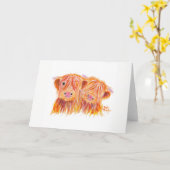 Carte "Buddies" des vaches Highland par Shirley MacArthu (Fleur jaune)