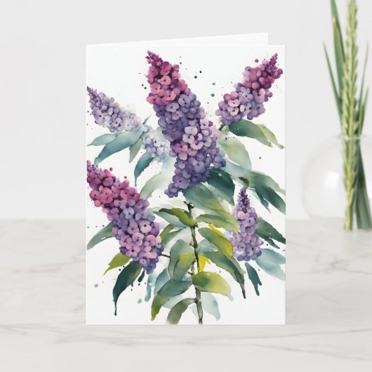 Carte Buddleia - Fleurs à l'aquarelle (Devant)