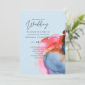 Carte BUDGET abstrait Rainbow Watercolor Mariage (Debout devant)