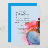 Carte BUDGET abstrait Rainbow Watercolor Mariage (Devant / Derrière)