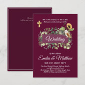 Carte BUDGET All-in-1 Mariage catholique Floral Owl Feui (Devant / Derrière)