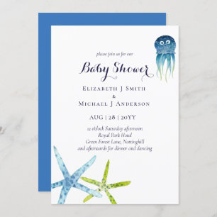 Carte BUDGET Baby shower Vie marine Épée de la mer