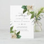 Carte BUDGET Blanc Roses Bouquet Mariage Floral (Debout devant)