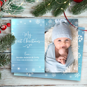 Carte Budget Bleu 1ère Vacances Bébé Photo Flocons