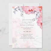 Carte Budget Blush rose Floral Dusty Blue Mariage (Devant)