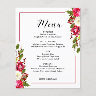 Carte Budget Christmas Floral Menu