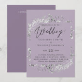 Carte Budget du Mariage de la feuille d'argent mauve pou (Devant / Derrière)