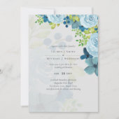 Carte Budget Dusty Blue Flowers Sage Mariage (Devant)