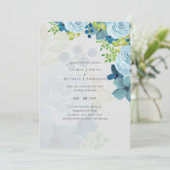 Carte Budget Dusty Blue Flowers Sage Mariage (Debout devant)