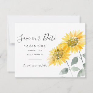 Carte Budget Élégant Sunflower Botanique Enregistrer La