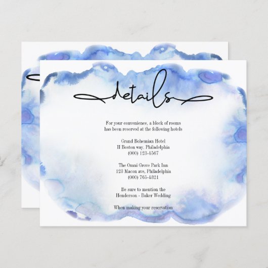 Carte Budget/Elégante Détails Mariage. Invitation (Devant / Derrière)