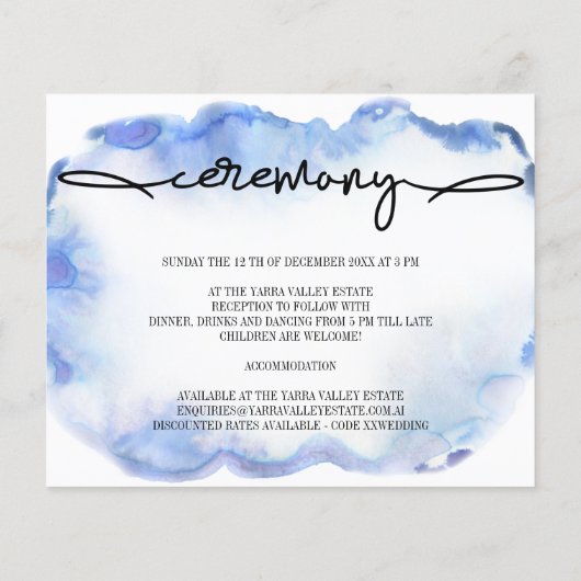 Carte Budget/Elégante Détails Mariage. Invitation (Dos)