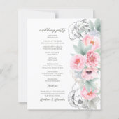 Carte Budget Floral Wedding Program. (Dos)