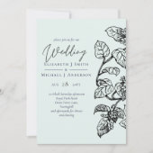 Carte BUDGET Jardin botanique Feuilles Mariage Invitatio (Devant)