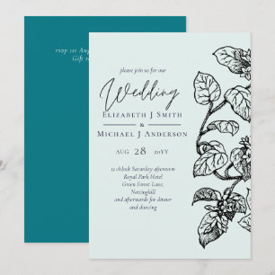 Carte BUDGET Jardin botanique Feuilles Mariage Invitatio