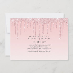 Carte Budget Joli Mariage Parties scintillant rose Invi