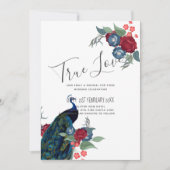 Carte Budget Mariage de automne d'hiver Peacock Bleu Bou (Devant)