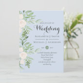 Carte BUDGET Mariage floral Dusty Blue Rose Sage (Debout devant)