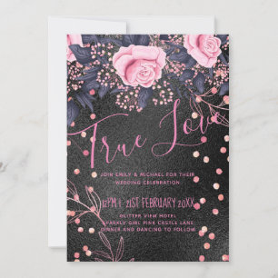 Carte Budget Mariage Metallo Look Rosegold rose Floral