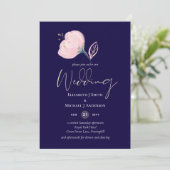 Carte Budget Mariage or bleu rose rose de la marine mode (Debout devant)