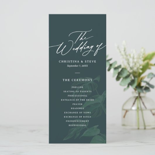 Carte Budget Minimal and Chic Green Wedding Program (Debout devant)