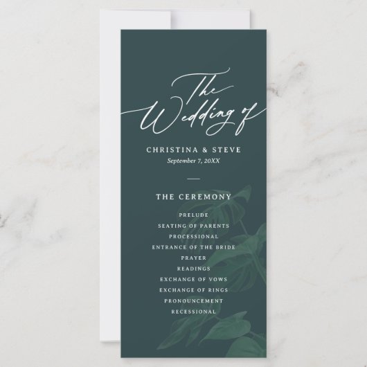 Carte Budget Minimal and Chic Green Wedding Program (Devant)