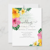 Carte BUDGET Paradis tropical Plage Mariage Florales (Devant)