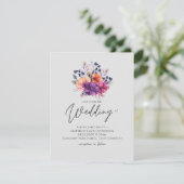 Carte BUDGET Purple Orange Floral Mariage Inviter (Debout devant)