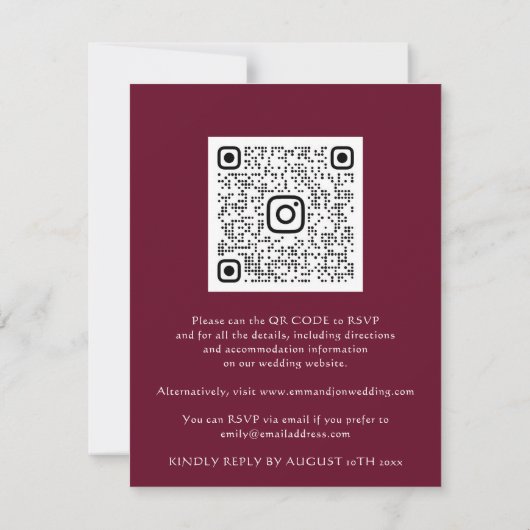 Carte Budget QR CODE Floral Meadow Gold Marsala (Dos)