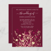 Carte Budget QR CODE Floral Meadow Gold Marsala (Devant / Derrière)