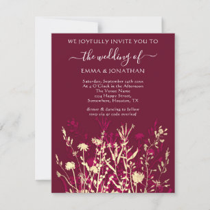 Carte Budget QR CODE Floral Meadow Gold Marsala