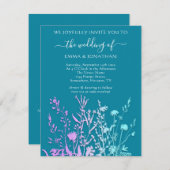 Carte Budget QR CODE Floral Meadow Purple Turquoise Bleu (Devant / Derrière)