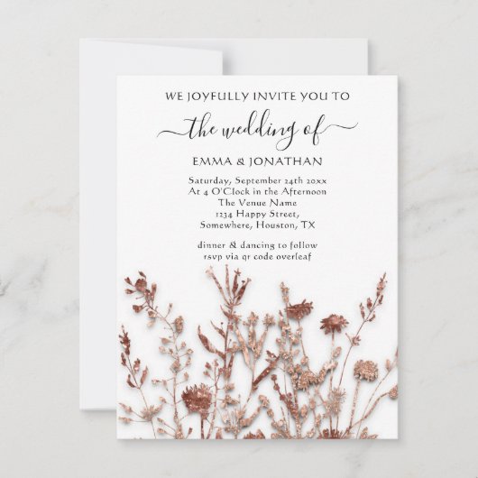 Carte Budget QR CODE Floral Meadow Rose blanche (Devant)