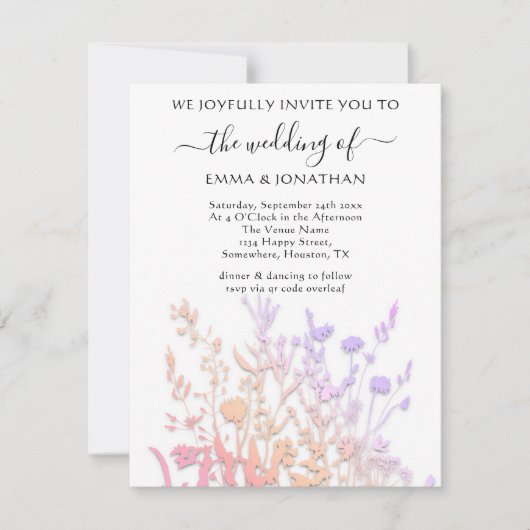 Carte Budget QR CODE Floral Meadow Rose blanche (Devant)