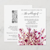 Carte Budget QR CODE Floral Meadow White Marsala Gold (Devant / Derrière)