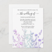 Carte Budget QR CODE Floral Meadow White Purple Pastels (Devant / Derrière)
