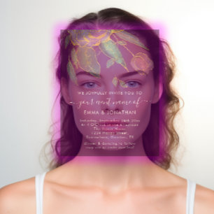 Carte Budget QR Code Marsala Gold Flowers violet