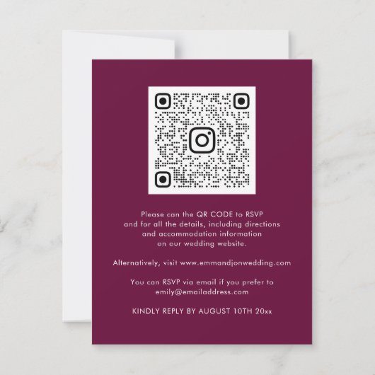Carte Budget QR Code Marsala Golden Flower (Dos)