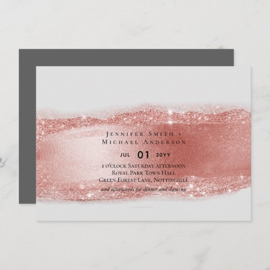 Carte Budget Rose Parties scintillant or  Foil Look Mari (Devant / Derrière)