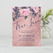 Carte BUDGET Rosegold Bleu rose MARIAGE Fille Glam (Debout devant)