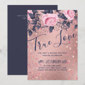 Carte BUDGET Rosegold Bleu rose MARIAGE Fille Glam (Devant / Derrière)