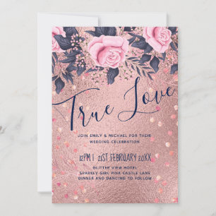 Carte BUDGET Rosegold Bleu rose MARIAGE Fille Glam