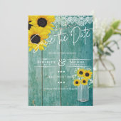 Carte Budget Russe Tournesols Dentelle Mason Jar Mariage (Debout devant)