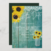 Carte Budget Russe Tournesols Dentelle Mason Jar Mariage (Devant / Derrière)