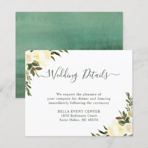 Carte Budget Rustic Green Floral Mariage Détails