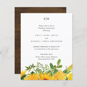 Carte Budget Rustique Tournesols Mariage Sud