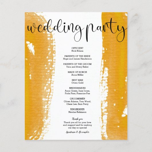 Carte Budget Simple Wedding Program. (Dos)