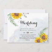 Carte BUDGET Tournesols rustiques Olive Feuille Mariage (Devant)