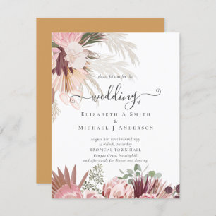 Carte BUDGET Vin Bourgogne Pampas Grass Mariage Tropical