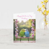 Carte Budgie Couple Custom Valentines or Anniversary  (Fleur jaune)